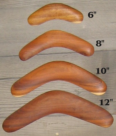 Raw timber boomerangs made of Australian hardwood