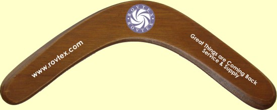 plywood boomerang with logo print
