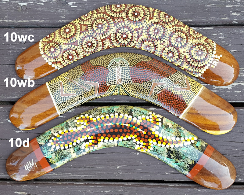 10 inch (25cm) dot art collectible boomerangs