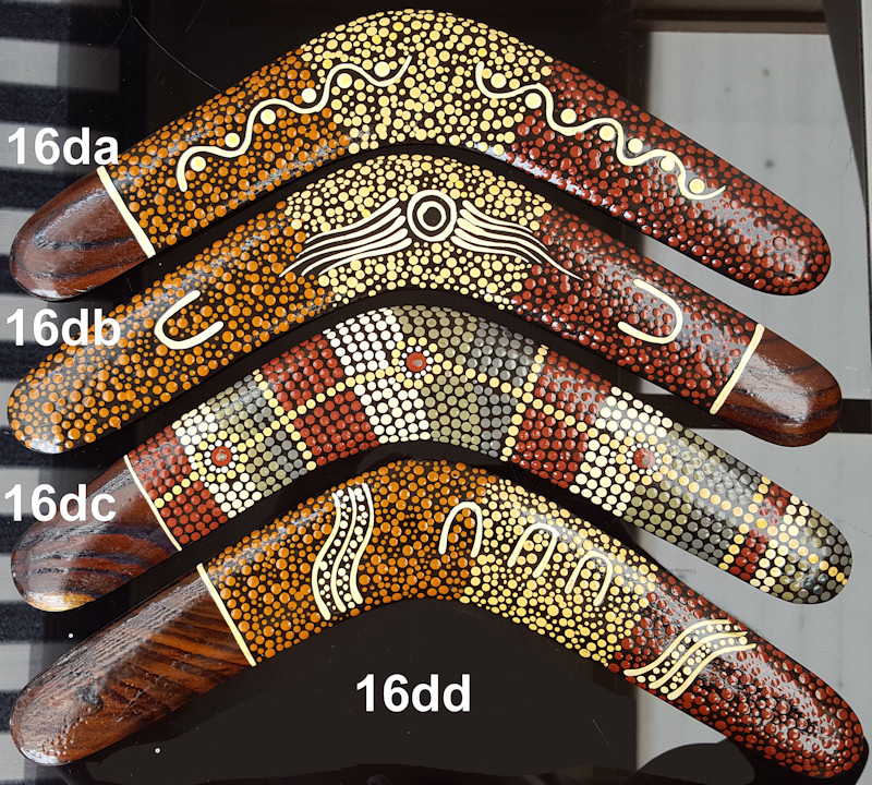 Aboriginal wooden boomerangs | 16 inch | Dot art