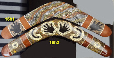 Fine dot art boomerangs, 16in